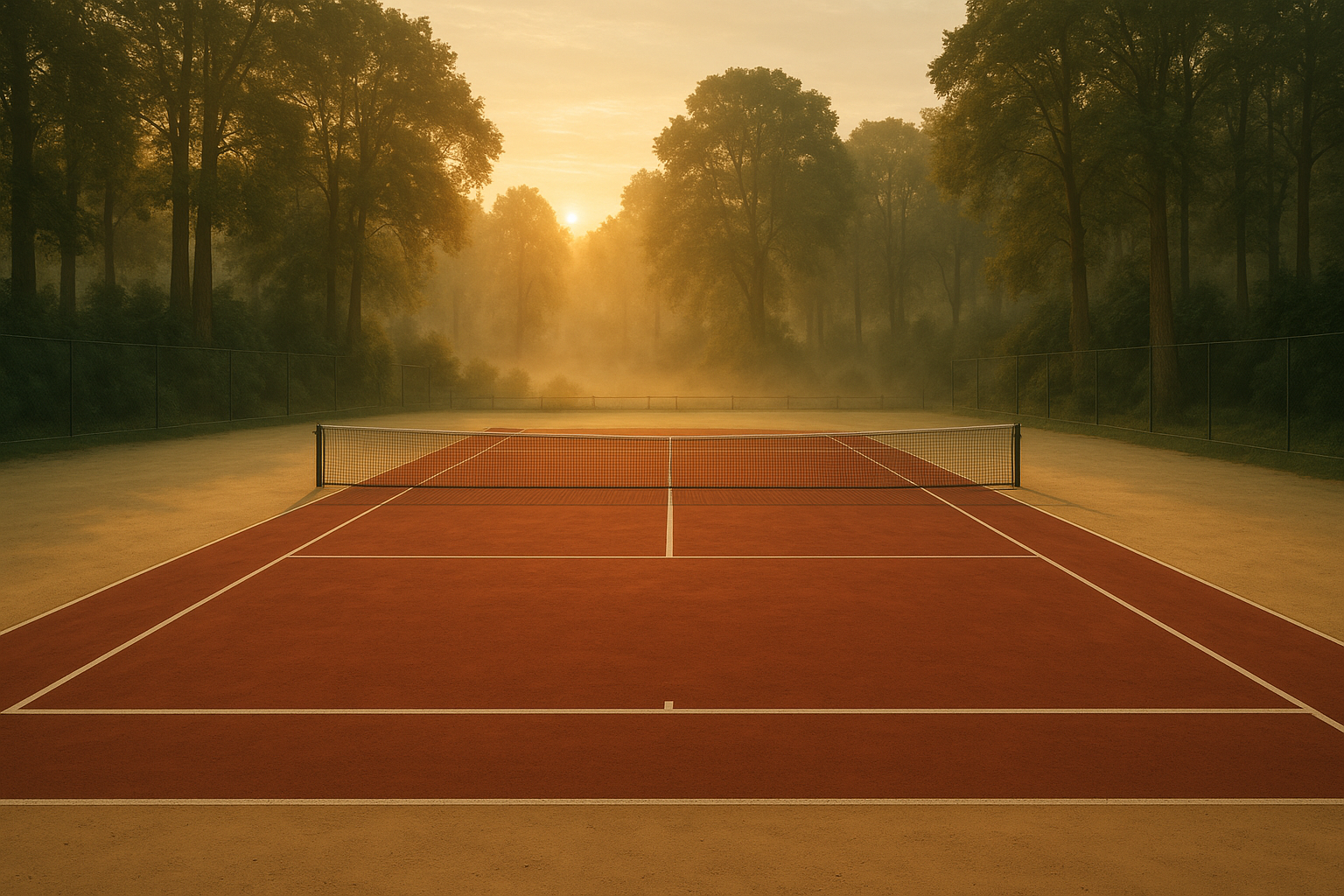 Кортове на Тенис Клуб Ренесанс при изгрев